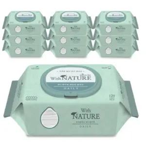위드네이처 크로스웹 엠보싱 원단 아마씨 아로니아 추출물 데일리 물티슈_캡형 120매 10팩