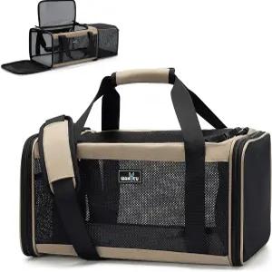 와키투 항공 소형 고양이용 확장형 반려동물 캐리어 승인 600D 옥스포드가 장착된 접이식 여행 가방