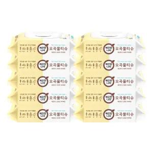 깨끗한나라 오곡 물티슈 100매 x 10개 캡형 물휴지 휴지