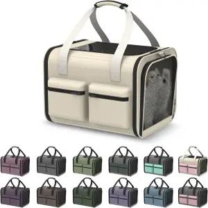 캣 캐리어 소프트 항공사 승인 - 최대 15파운드 반려동물용 소형견 여행용 가방 고양이 및 소형견용 통기성