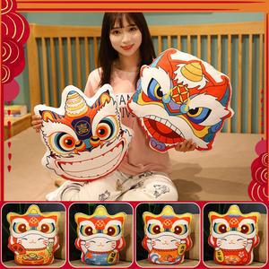 중국 사자 춤 머리 쿠션, 만화 동물 인형 가정 새해 선물 장식 침구 의자 소파 베개 자동차