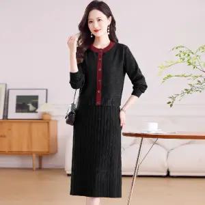 여자정장세트 투피스 니트 원피스 중기장 추동 세트 원템4