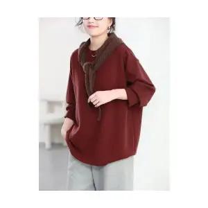 EAMT 여성 겨울 라운드 맨투맨 캐주얼 날씬해 보이고 도톰한 워머 YJ4