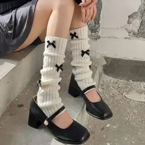 양말 스타일 레그워머 긴 삭스 여자 리본 따뜻 (WFJ51DO)