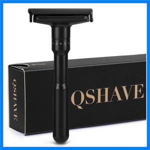 QShave 고급스러운 검정색 조정 가능한 안전 면도기는 이름을 디자인할 수 있습니다. 클래식 스탠드 안전