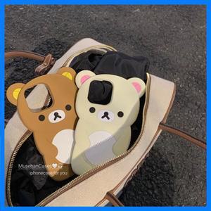 커플 리락쿠마 베어 3D 만화 케이스 iPhone 16 Pro Max 15 14 Plus 13 Mini 12 Pro 11 X XS XR 7 8 SE 실리