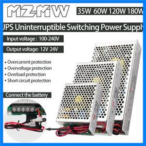 UPS 무정전 스위칭 전원 공급 장치 35W 60W 120W 180W AC 100-240V DC 12V 24V 모니터 보안 배터리 백업 변