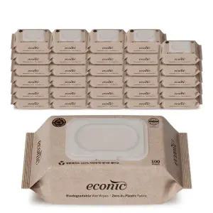 에코닉 브라운 플레인 100매 30개입 40gsm 생분해물티슈 100%레이온원단 447061