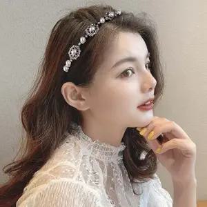 우아한 패션 진주 큐빅 보석 레트로 공주풍 화관 헤어밴드