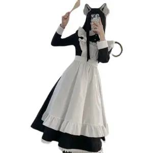 빅사이즈 메이드복 중세 유럽 긴팔 컨셉 졸업사진 코스프레 촬영