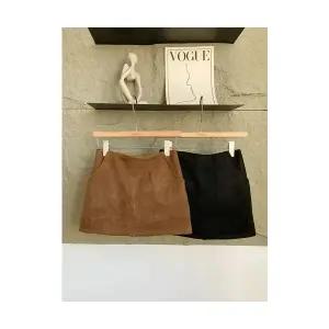 미니 스커트 여성 하객 가을 겨울 빈티지 도톰한 노출 방지 로우웨스트 스웨이드 힙업 트렌드 admr4