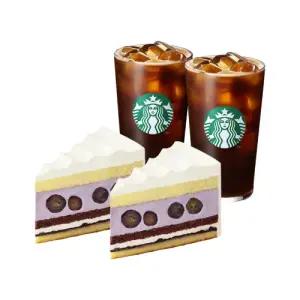 [스타벅스] [행복을 담아]아이스 카페 아메리카노 T 2잔 + 블랙 사파이어 쏙 케이크 2개