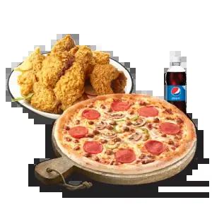 [피나치공] 피치세트M(콤비네이션피자M+후라이드치킨(뼈))+치즈크러스트+콜라500ml