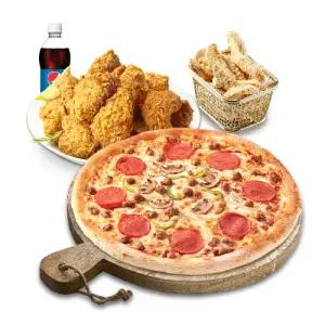 [피나치공] 피치세트M(콤비네이션피자M+후라이드치킨(뼈))+리얼웨지콘스프+콜라500ml