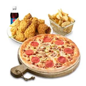 [피나치공] 피치세트M(콤비네이션피자M+후라이드치킨(뼈))+리얼웨지버터갈릭+콜라500ml