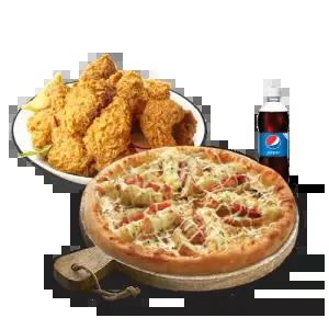 [피나치공] 더블포테이토피치세트M(더블포테이토피자M+후라이드치킨(뼈))+치즈크러스트+콜라500ml