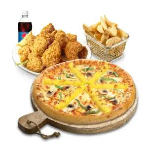 [피나치공] 고구마피치세트M(고구마피자M+후라이드치킨(뼈))+리얼웨지버터갈릭+콜라500ml