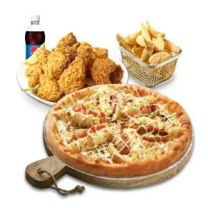 [피나치공] 더블포테이토피치세트M(더블포테이토피자M+후라이드치킨(뼈))+리얼웨지버터갈릭+콜라500ml