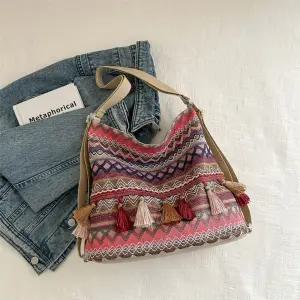 여성 데일리 숄더백 에스닉 토트백 캐주얼 여행 패션 크로스 태슬백 스포M5