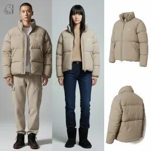 [백화점 출고] 노르디스크 다운 구스 남자 여성 글램퍼 크리스탈 숏 점퍼 베이지 푸퍼 패딩 자켓