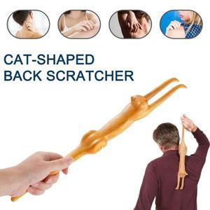 귀여운 고양이 모양 나무 등긁개 남녀 공용 발톱 등 마사지기 긁기 방지 도구