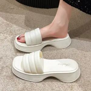 여성 통굽 뮬 블로퍼 샌들 슬리퍼 WFGS3XK