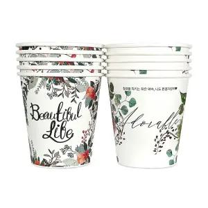 플라워종이컵 6.5온스 500개 대나무펄프 혼합 플라워컵 디자인컵 예쁜종이컵