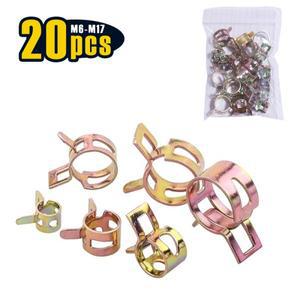 20 피스 6-17mm 스프링 호스 클램프 구색 키트  실리콘 진공 액션 파이프 저압 공기 클립