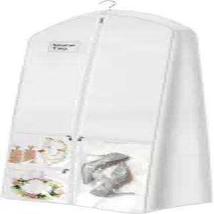 72인치 웨딩원피스 의류 가방 10인치 가제트 원피스 가운용 긴 4포켓 여성 보관 커버 흰색