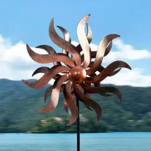 XLSWAIN 360° 메탈 윈드 스피너 - 야외 파티오 잔디밭과 정원 장식 버드나무 잎 키네틱 조각품