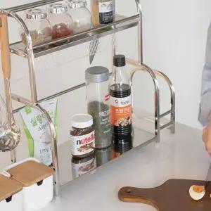주방 정리 선반 싱크대 2단 스텐 주방 양념 선반 키친 스테인리스 양념통 수납함 보관함 다용도 식기 건조