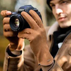 [하프클럽/]장갑 스웨이드 겨울 방한 기모 슬림 고급 핑거오픈