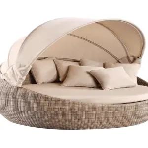 야외 원형 라탄 소파 침대 테라스 정원용 대형 라운지 체어