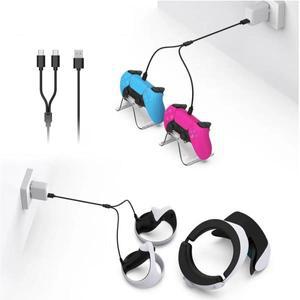 PS VR2 컨트롤러 충전기용 케이블 스위치/ 핸들 액세서리용 2-in-1 USB Type-C 인터페이스 데이터 라인