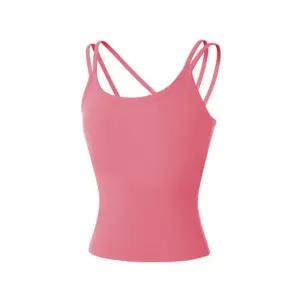 스포츠 크롭 끈나시 코랄 1P 패드포함 요가복 운동복