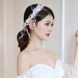 백조의호수 깃털 헤어핀 파티 무대 공연 장식 머리핀