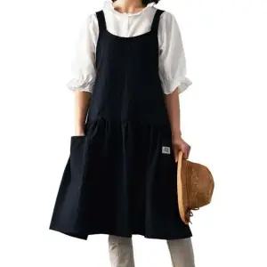 네이처안 라운드 숏린넨 앞치마 블랙 패션 주방 공예 위생 급식