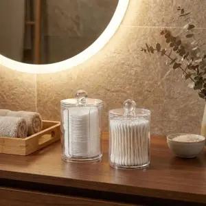 면봉 꽂이 화장솜 케이스 투명 아크릴 보관함 (WFKAFLA)