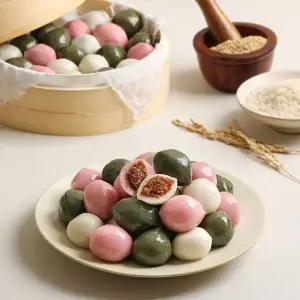 국내산 멥쌀로 빚은 삼색 깨송편 600g+600g