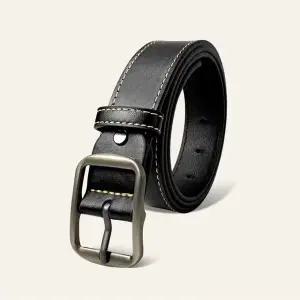 남여공용 스티치 블랙 가죽 벨트 LM-0646