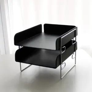 문서서류함 서류트레이 용지 문서 정리 가죽2단서류케이스 2단