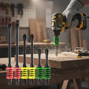 6개1세트 스프링 드라이버 비트 날 전동 임팩 드릴 자석 비트팁 공구 육각 십자 나사 토션 목공 작업 기리