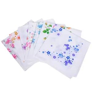 (영화)순면 정사각형 은은한 꽃프린팅 이중 가제나염 손수건/여자손수건/순면손수건/신생아손수건