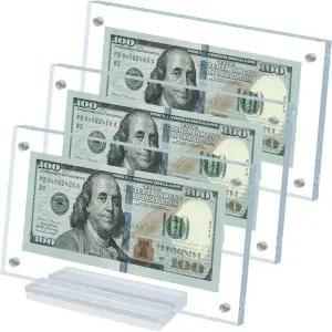 아크릴액자 12개 달러 지폐 기념 동전 베이스 액자 홀더 투명 아크릴 디스플레이 홈 데스크 컬렉션