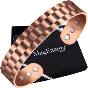 남성용 MagEnergy 구리 팔찌 99.9 순동 6pcs 3500 가우스 자석 조절 가능한 보석 선물