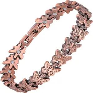 여성용 제카노리 마그네틱 구리 팔찌 - 3800 가우스 자석 업데이트 길이 조절 가능