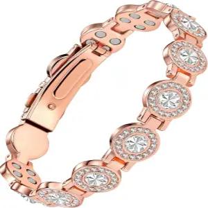 여성용 Jecanori 4X 강도 자성 구리 팔찌 - 3800 가우스 자석 길이 조절 가능 안전한 걸쇠-프리미엄