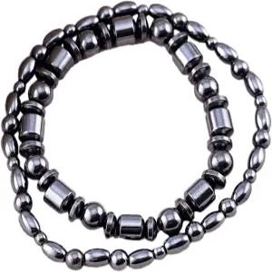 VIKI LINN 여성용 및 남성용 헤마타이트 마그네틱 팔찌 발찌 2세트 조절 가능한 손목밴드 앙증맞은 보석