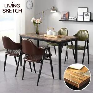 [리빙스케치] 보브 1200x600 빈티지 카페 업소용 테이블 철제 책상 4인 식탁
