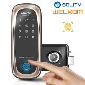 솔리티 웰콤 최신형 클릭온 [지문인식 디지털도어락] 블루투스(옵션) 0초 바로잠금 도어록 지문인식 0.9초 정확한 인증 / 번호키 현관문도어락